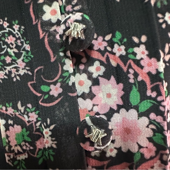 NWT The Kooples Chiffon Pleated Paisley Dress Sz 1 (S) Black Lace Accents - Picture 7 of 11